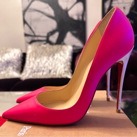 Christian Louboutin So Kate 120 Fluo Mat/Jazz Calf Heel Fushia/White EU 39.5 - Picture 3 of 12